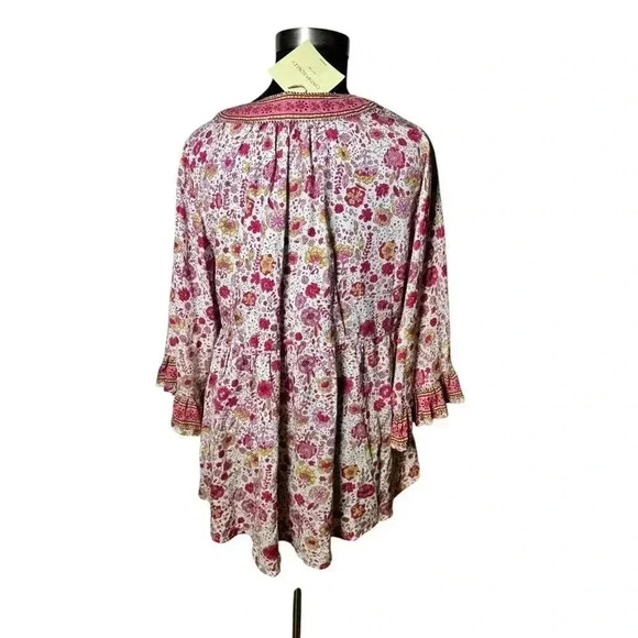 Cynthia‎ Rowley Women's 1X Floral Boho Blouse Tunic Bell Sleeve Fairy Hippie NWT - Picture 3 of 7